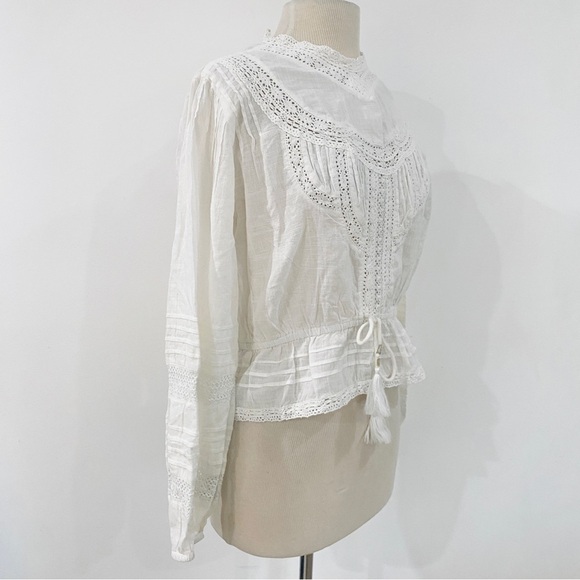 Marea 100% cotton Victorian blouse in off-white - Picture 3 of 14